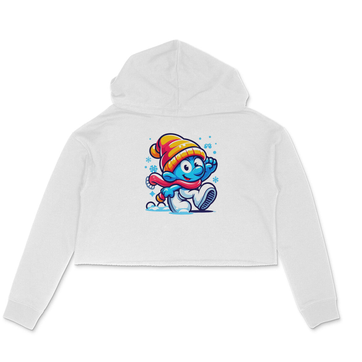Festive Smurf: Women's Christmas Printed Crop Hoody