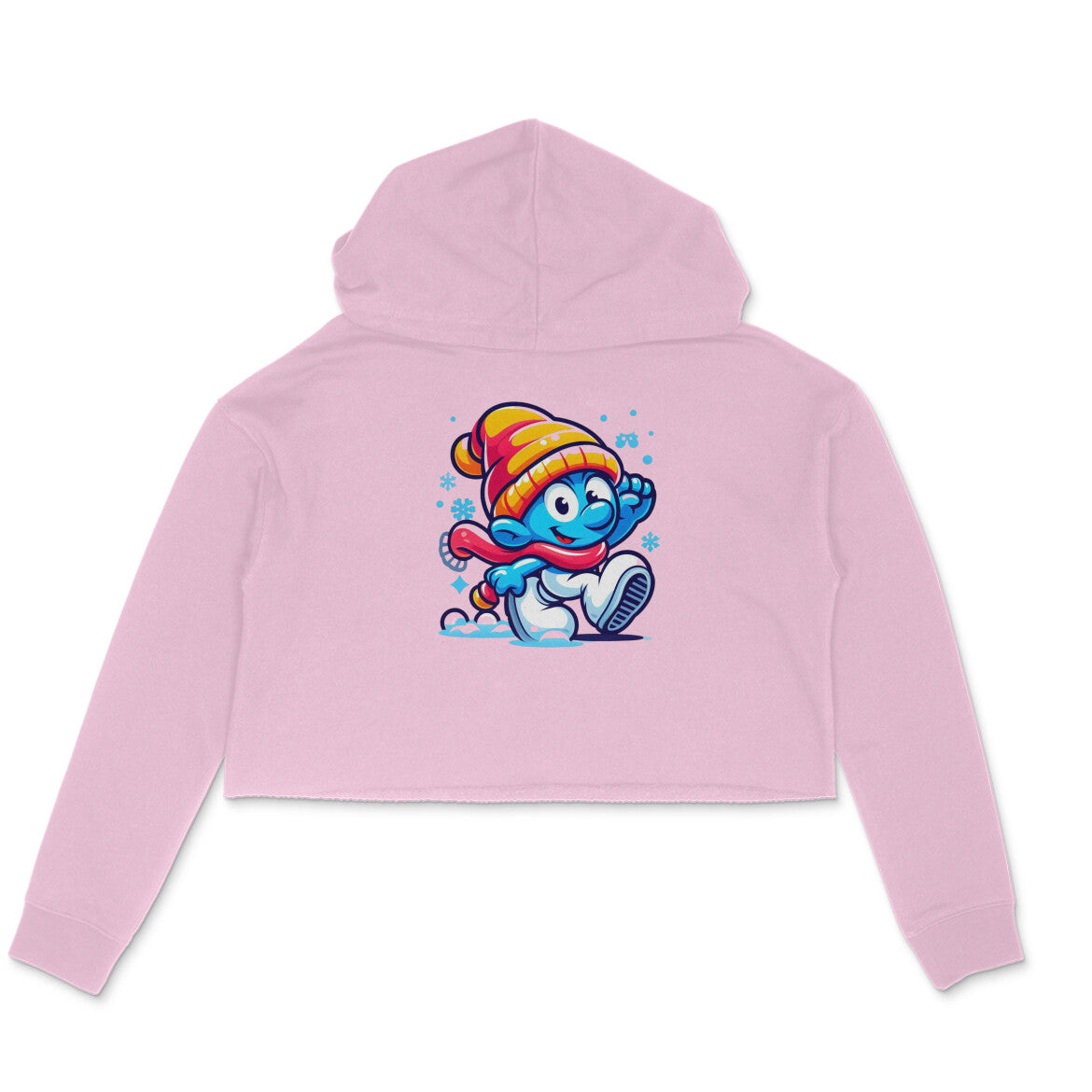 Festive Smurf: Women's Christmas Printed Crop Hoody