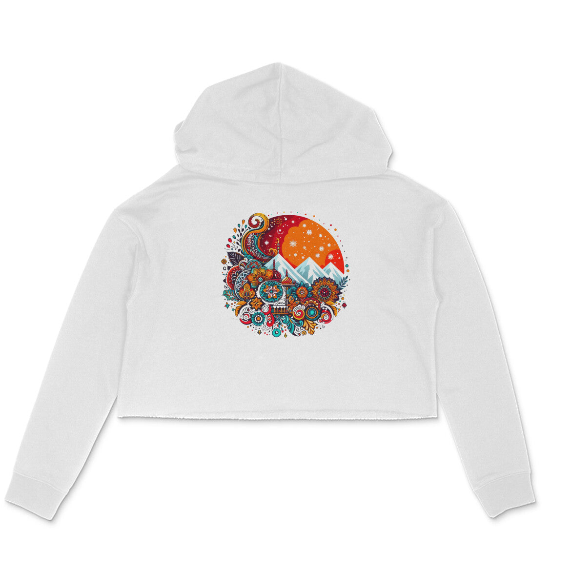 Aurora Dreams: Women's Printed Northern Lights Crop Hoody