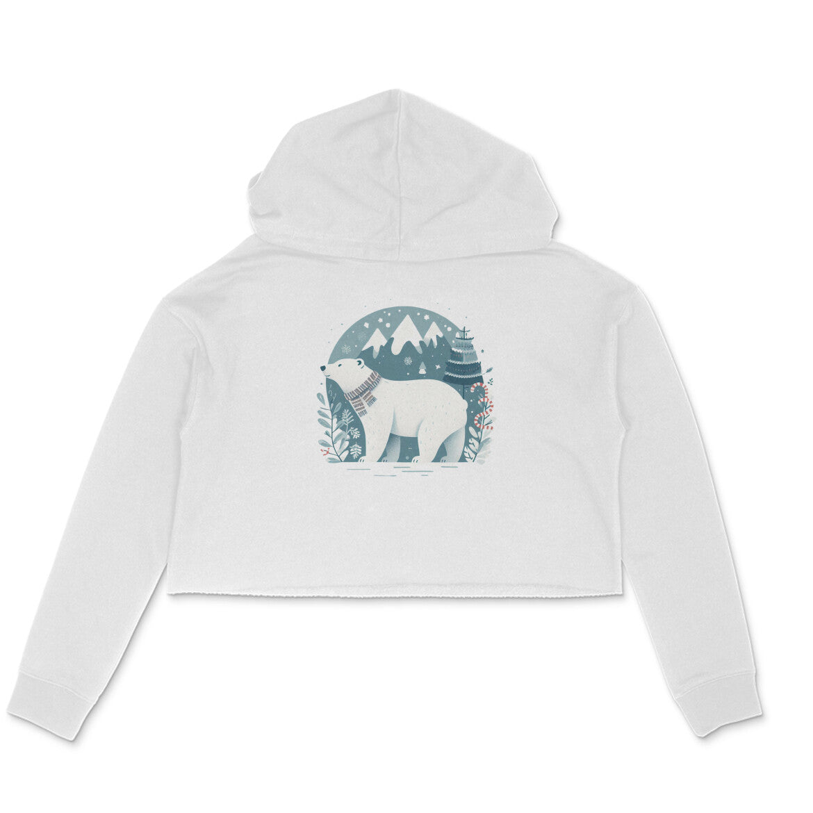 Arctic Majesty: Women's Printed Crop Hoody with Polar Bear