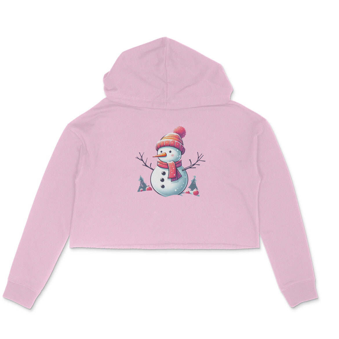 Winter Whimsy: Women's Printed Crop Hoody with Adorable Snowman