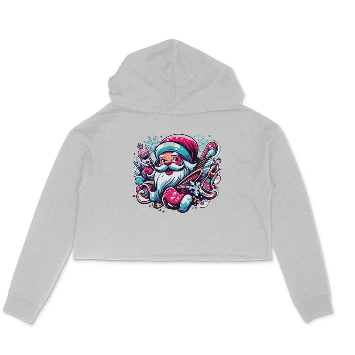 Santa's Delight: Festive Women's Printed Crop Hoody