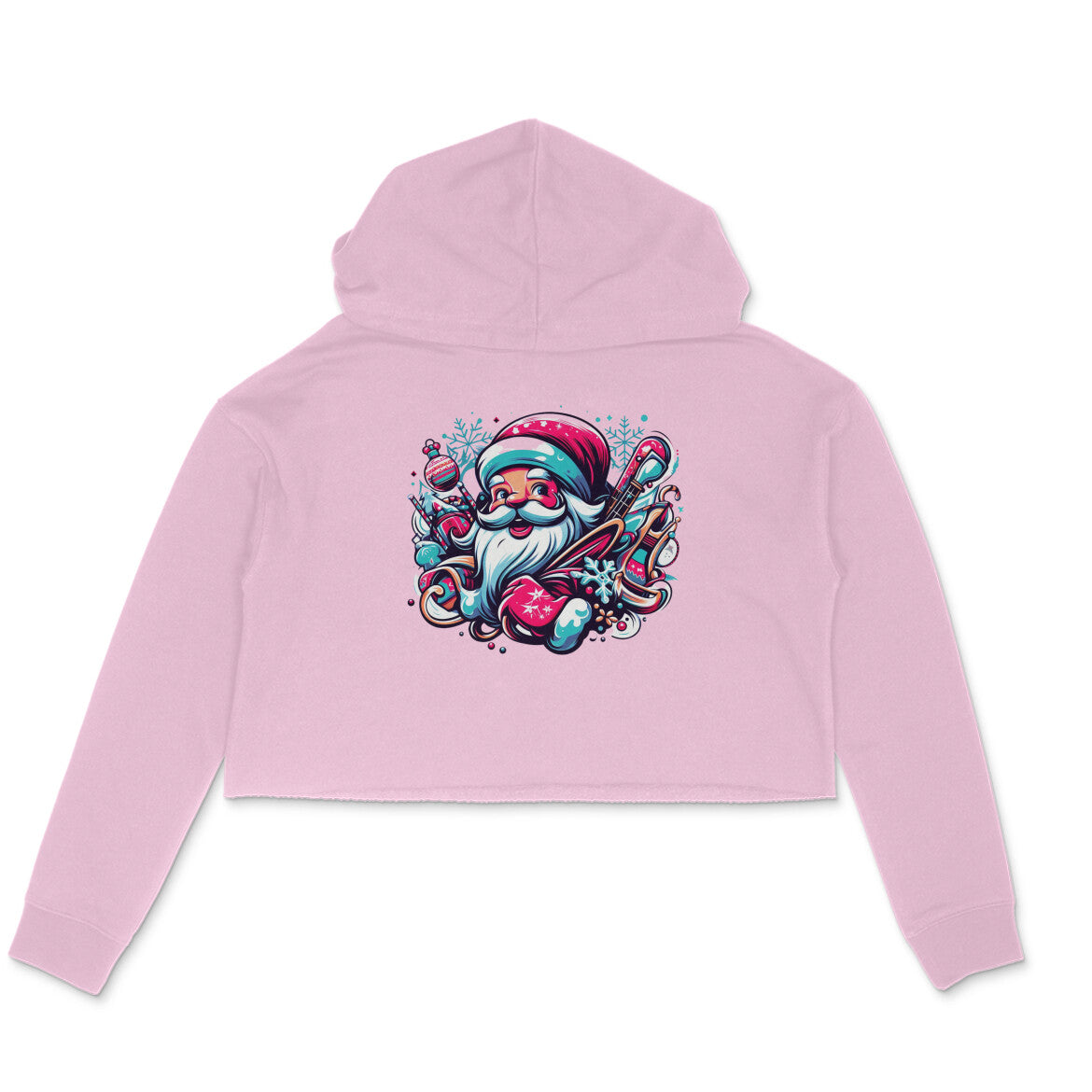 Santa's Delight: Festive Women's Printed Crop Hoody