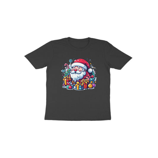 Festive Cheer: Toddler's Santa Claus & Gifts Round Neck T-Shirt