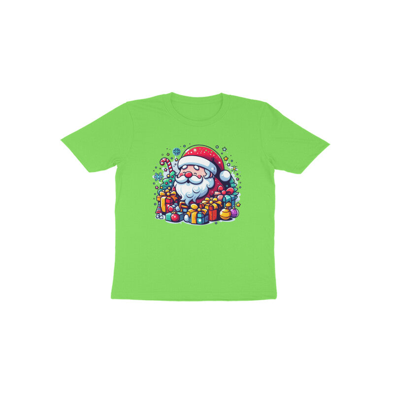 Festive Cheer: Toddler's Santa Claus & Gifts Round Neck T-Shirt