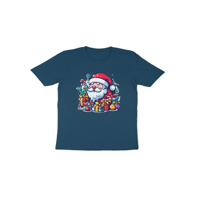 Festive Cheer: Toddler's Santa Claus & Gifts Round Neck T-Shirt