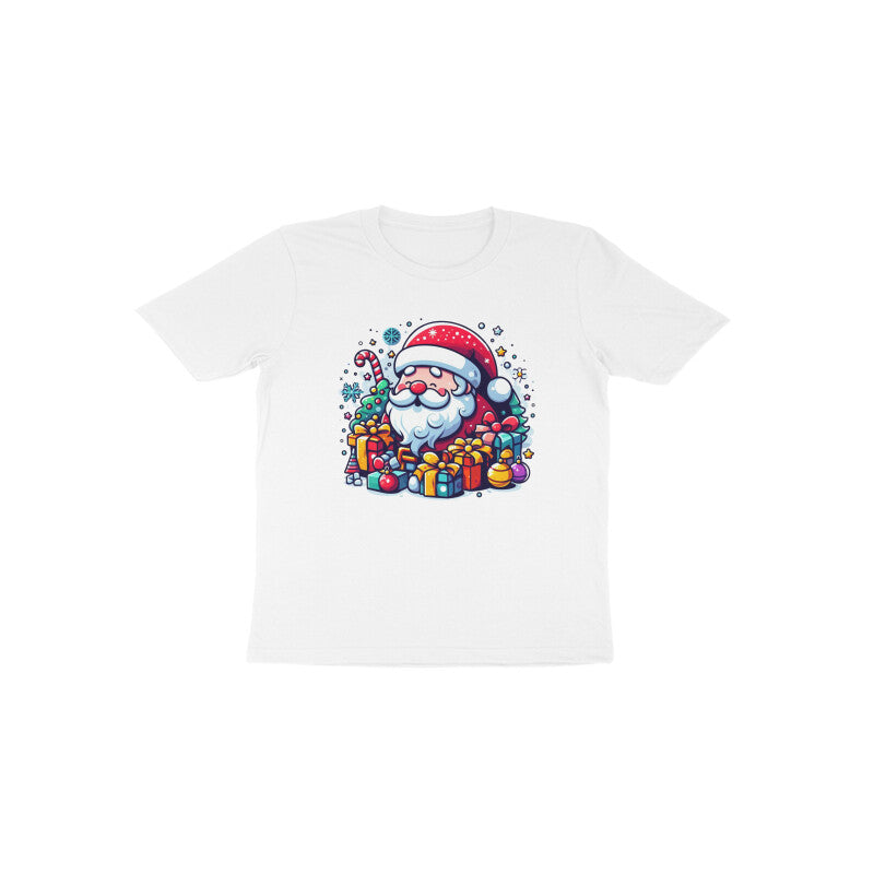 Festive Cheer: Toddler's Santa Claus & Gifts Round Neck T-Shirt