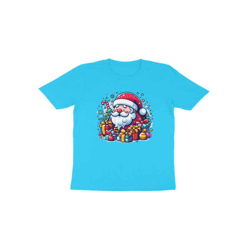 Festive Cheer: Toddler's Santa Claus & Gifts Round Neck T-Shirt