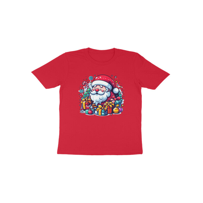 Festive Cheer: Toddler's Santa Claus & Gifts Round Neck T-Shirt