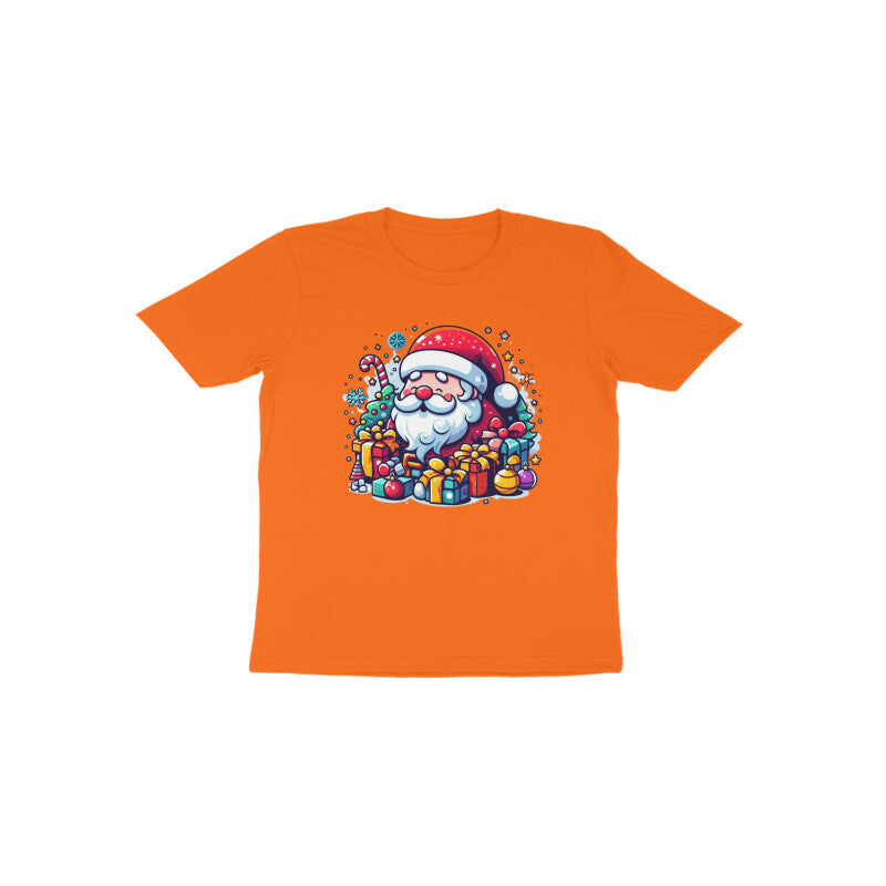 Festive Cheer: Toddler's Santa Claus & Gifts Round Neck T-Shirt