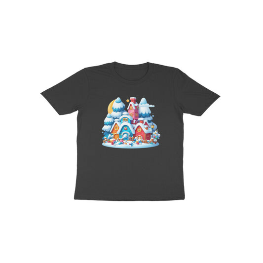 Whimsical Wonderland: Toddler's Smurf Village Round Neck T-Shirt