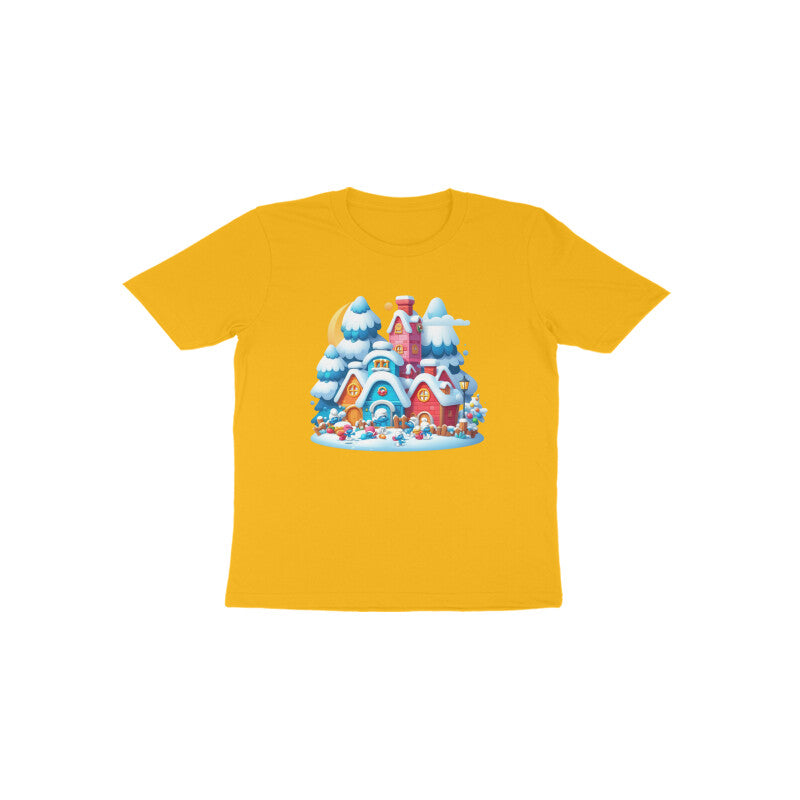 Whimsical Wonderland: Toddler's Smurf Village Round Neck T-Shirt
