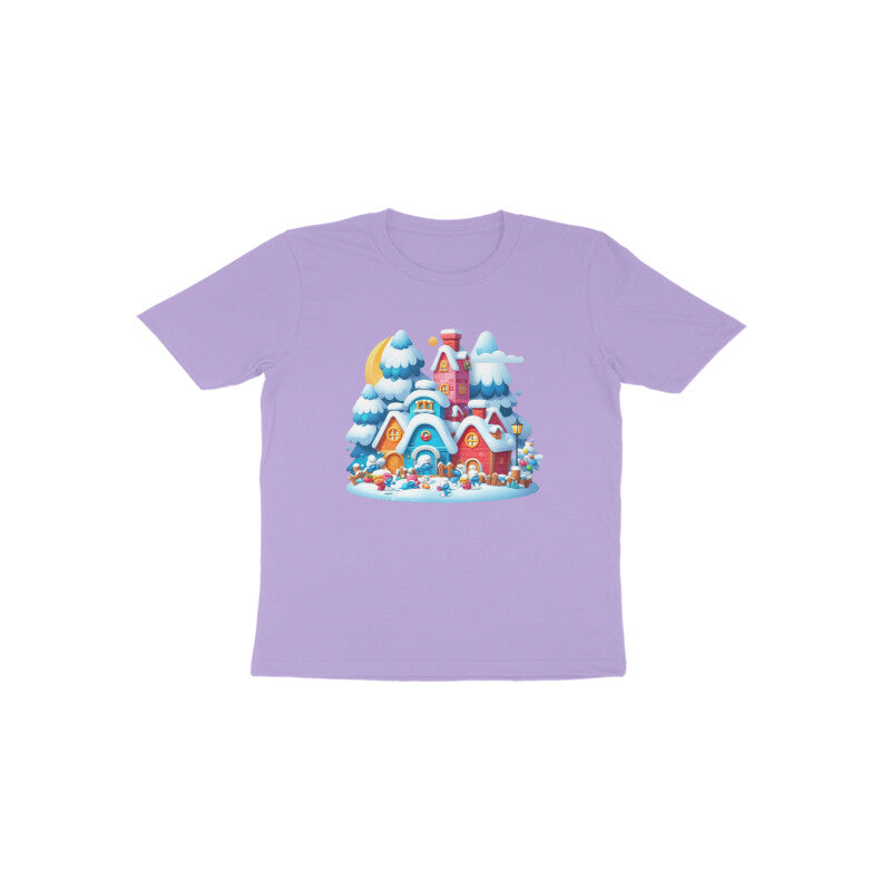 Whimsical Wonderland: Toddler's Smurf Village Round Neck T-Shirt