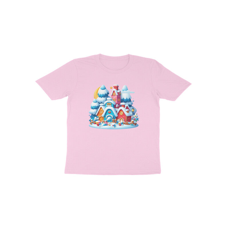 Whimsical Wonderland: Toddler's Smurf Village Round Neck T-Shirt