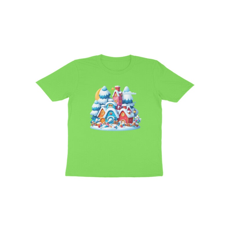 Whimsical Wonderland: Toddler's Smurf Village Round Neck T-Shirt