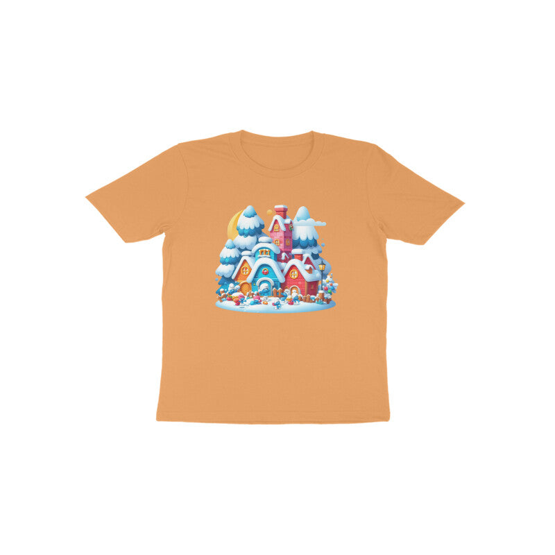 Whimsical Wonderland: Toddler's Smurf Village Round Neck T-Shirt