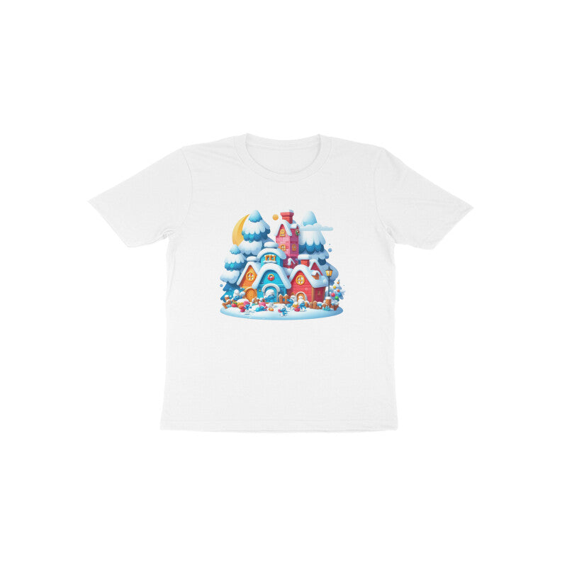 Whimsical Wonderland: Toddler's Smurf Village Round Neck T-Shirt