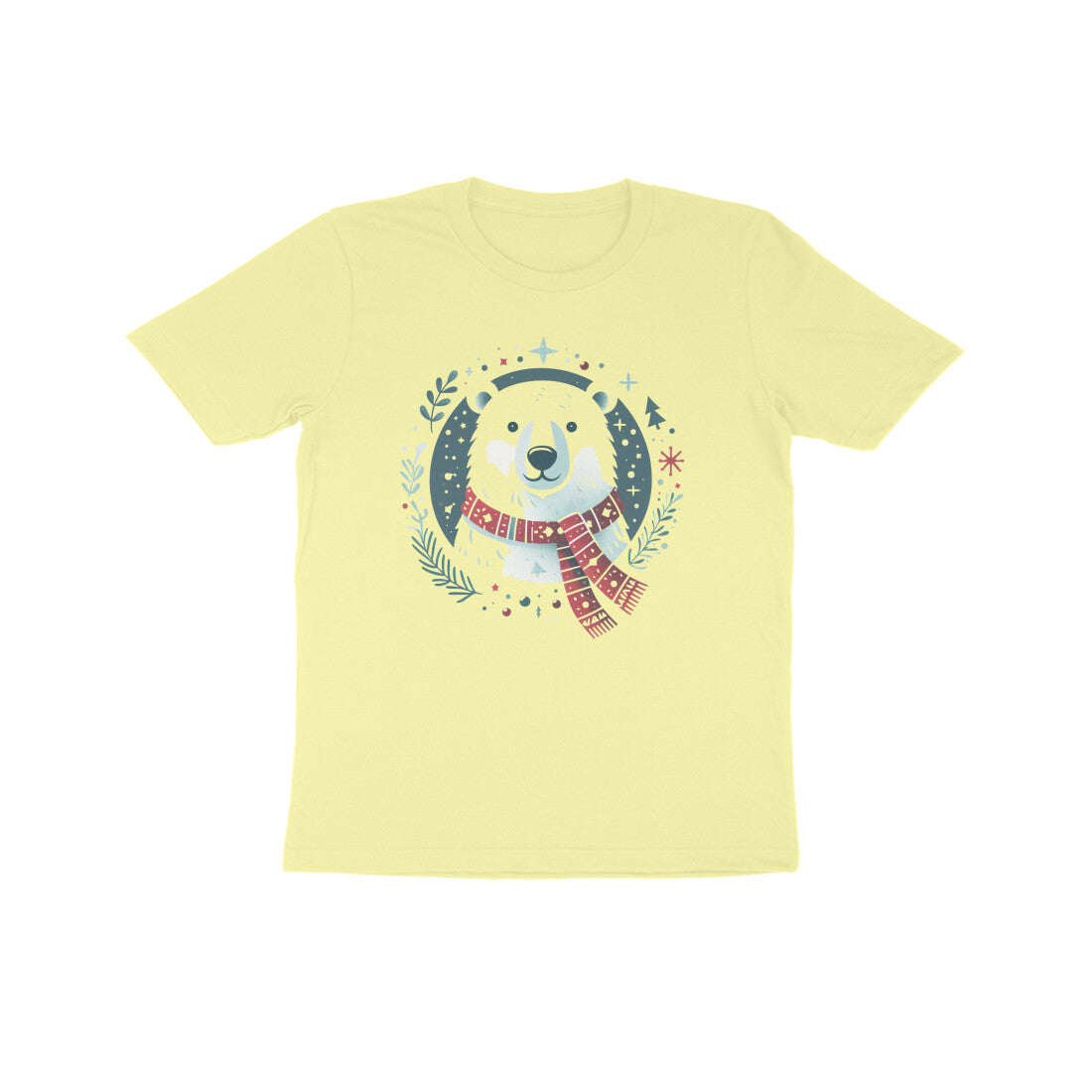 Festive Elegance: Kid's Polar Bear Christmas Round Neck T-Shirt