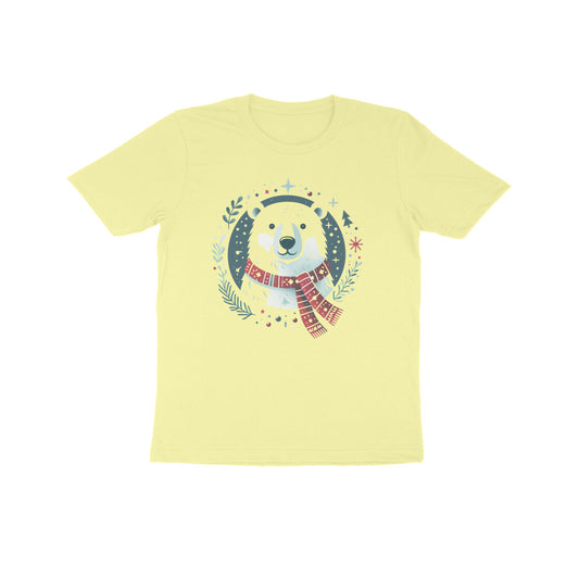 Festive Elegance: Kid's Polar Bear Christmas Round Neck T-Shirt