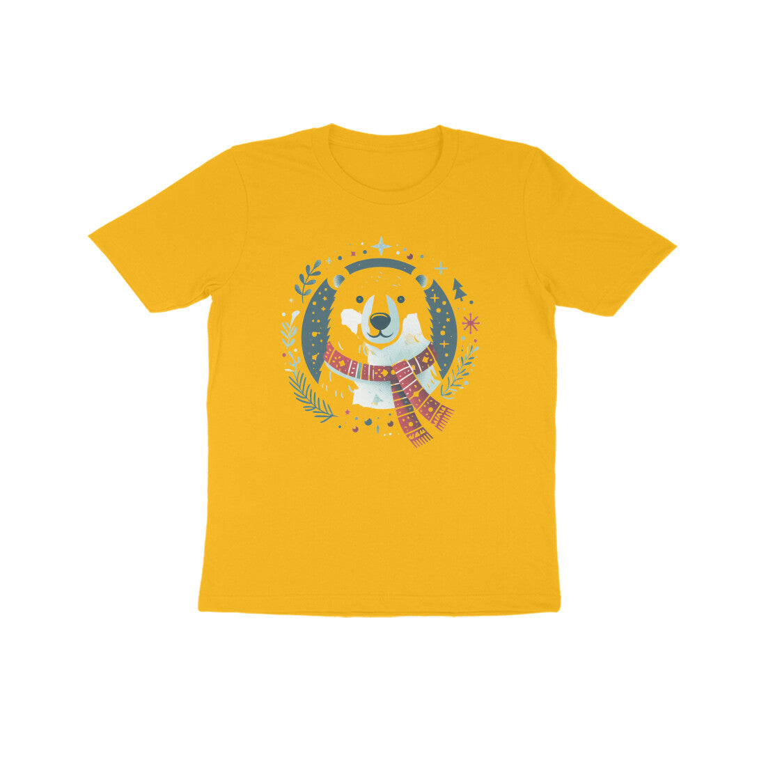 Festive Elegance: Kid's Polar Bear Christmas Round Neck T-Shirt
