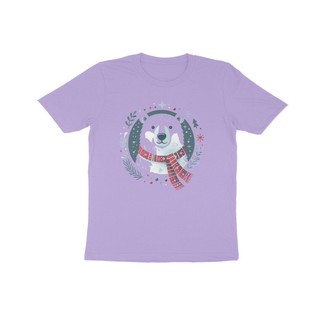 Festive Elegance: Kid's Polar Bear Christmas Round Neck T-Shirt