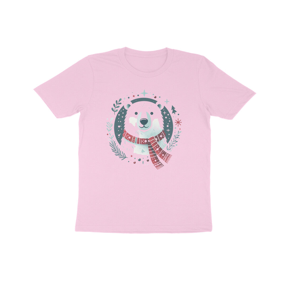 Festive Elegance: Kid's Polar Bear Christmas Round Neck T-Shirt