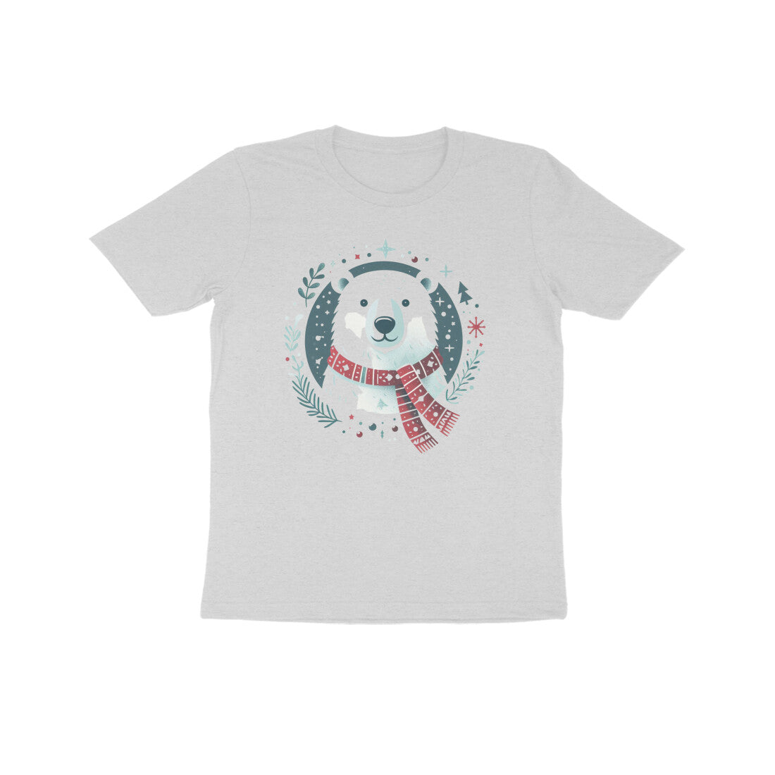 Festive Elegance: Kid's Polar Bear Christmas Round Neck T-Shirt
