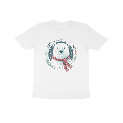 Festive Elegance: Kid's Polar Bear Christmas Round Neck T-Shirt