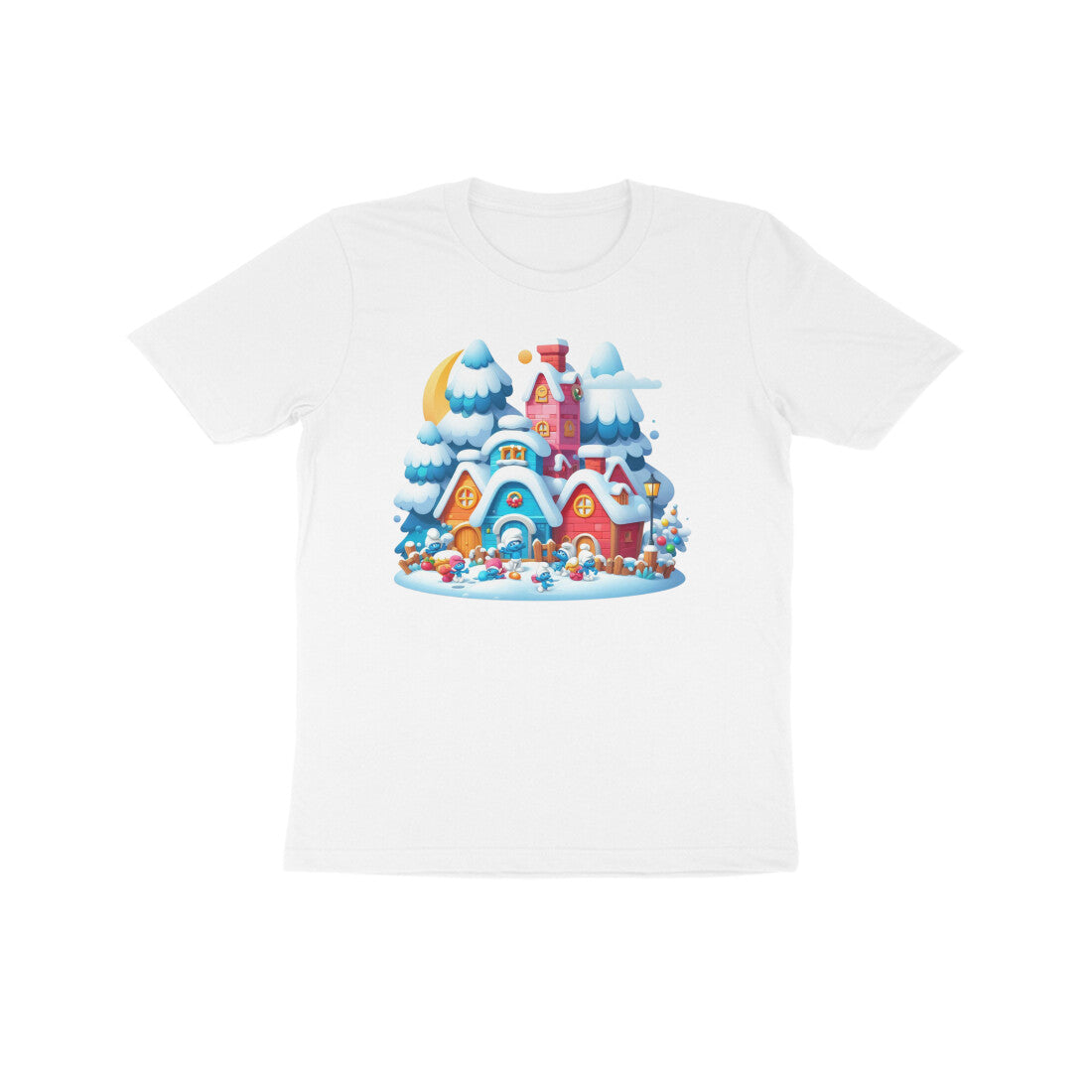 Whimsical Wonder: Kid's Smurf Village T-Shirt