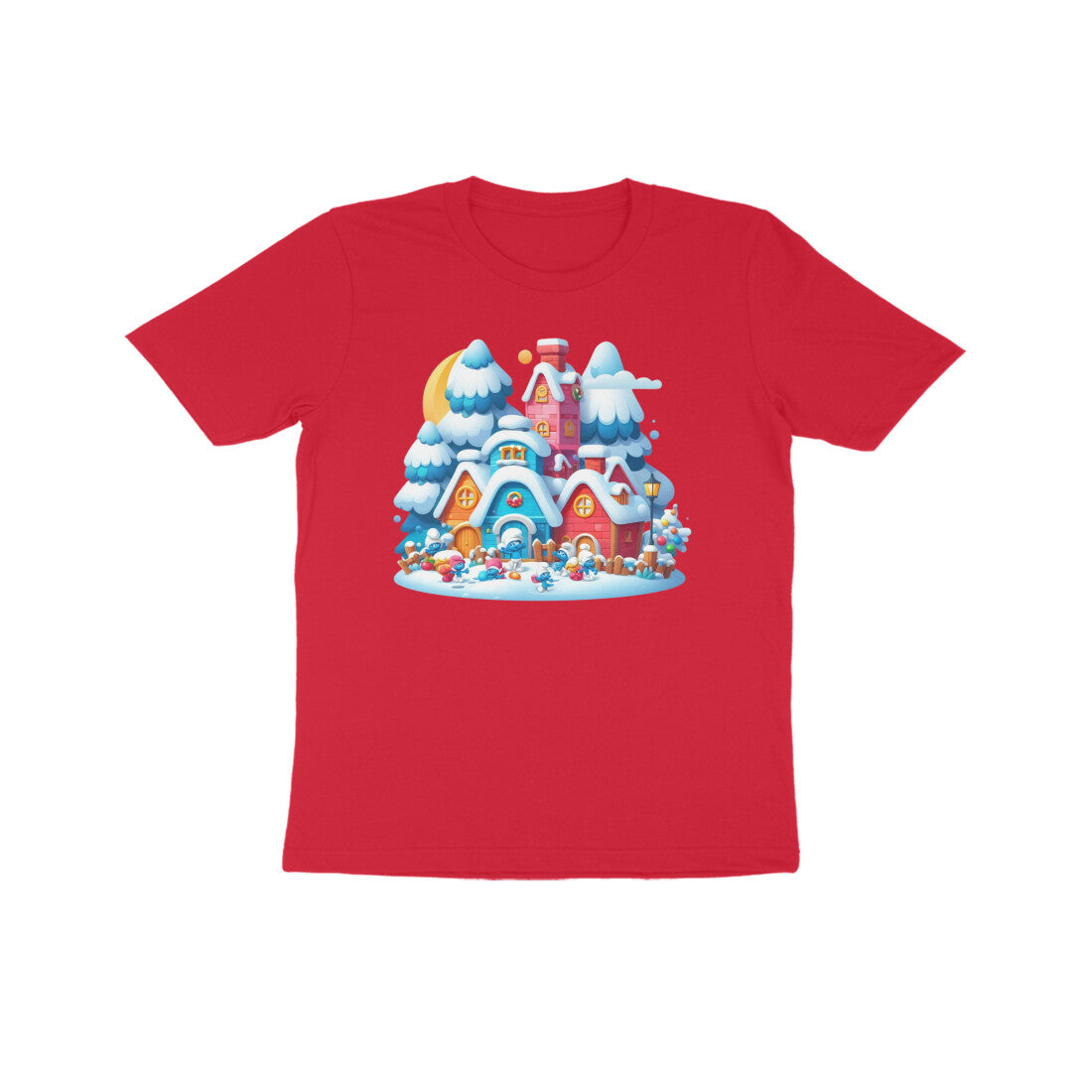 Whimsical Wonder: Kid's Smurf Village T-Shirt