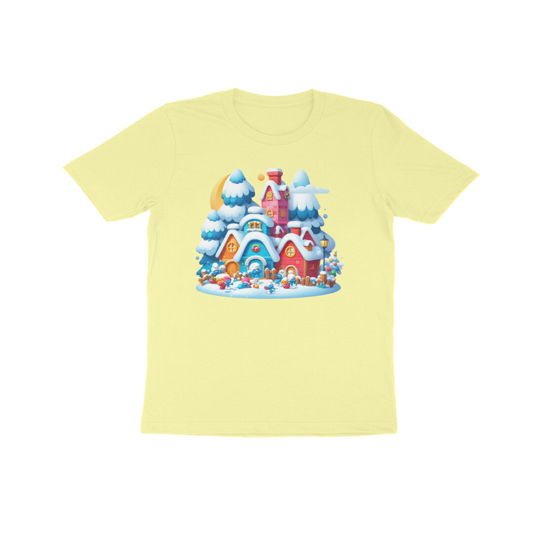 Whimsical Wonder: Kid's Smurf Village T-Shirt