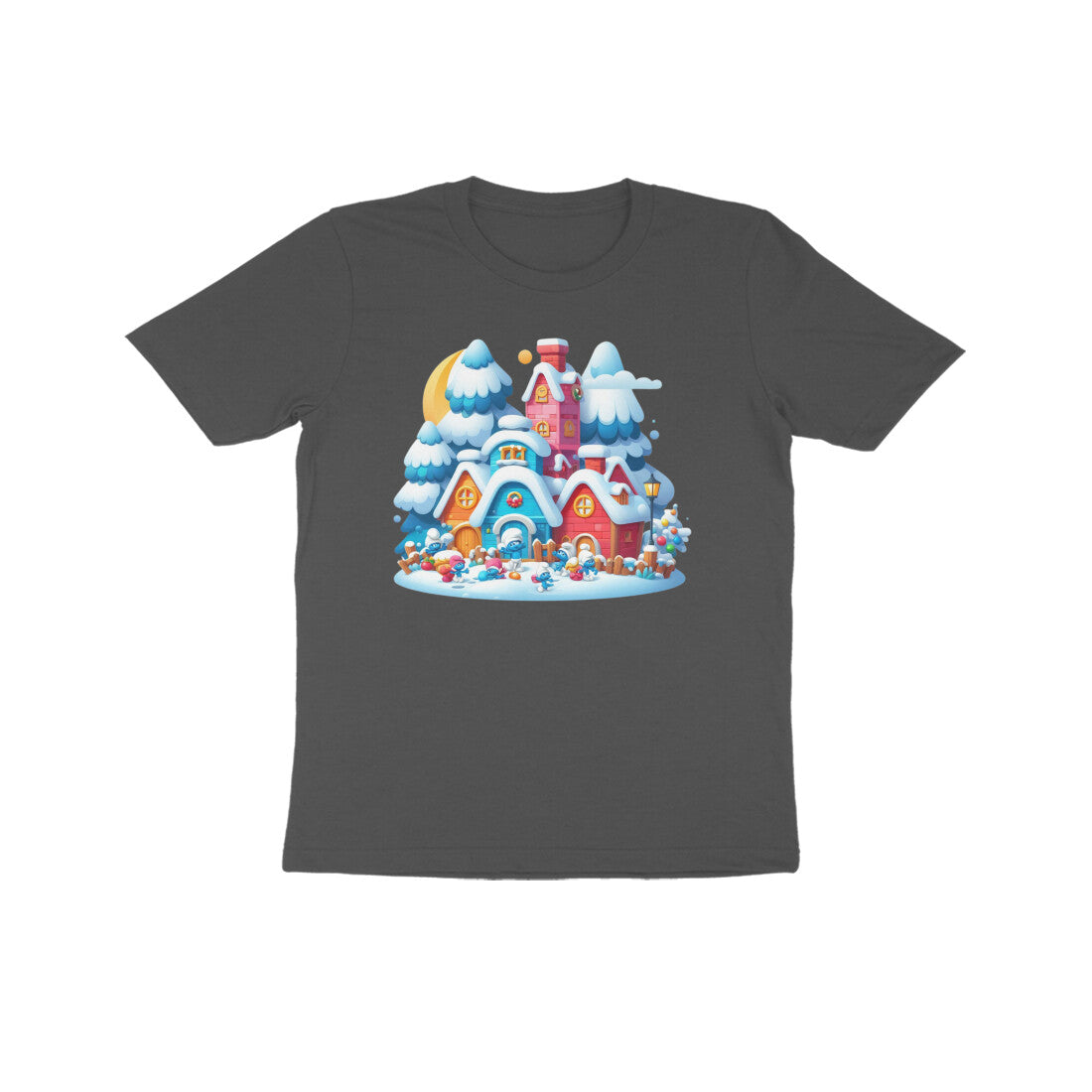 Whimsical Wonder: Kid's Smurf Village T-Shirt