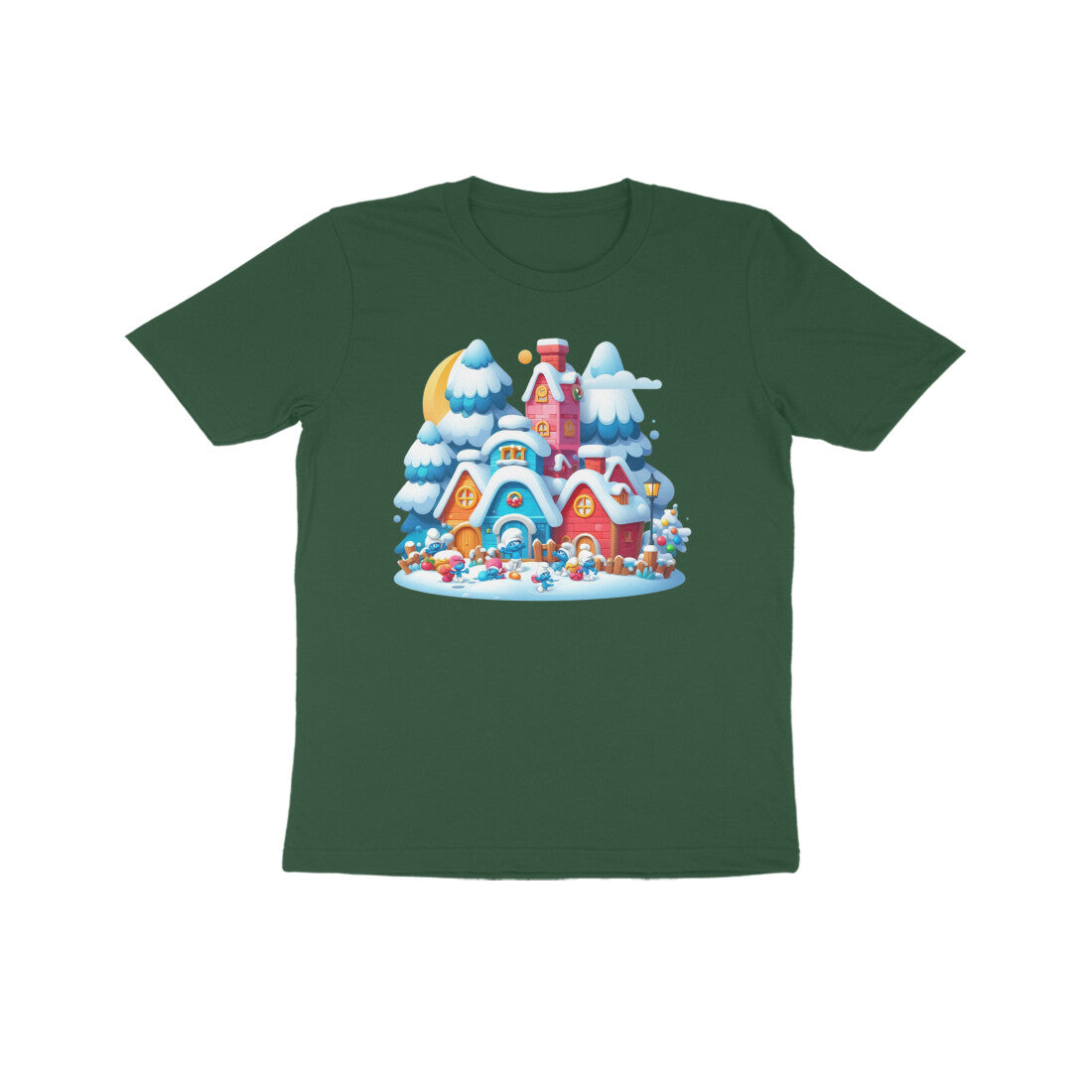 Whimsical Wonder: Kid's Smurf Village T-Shirt