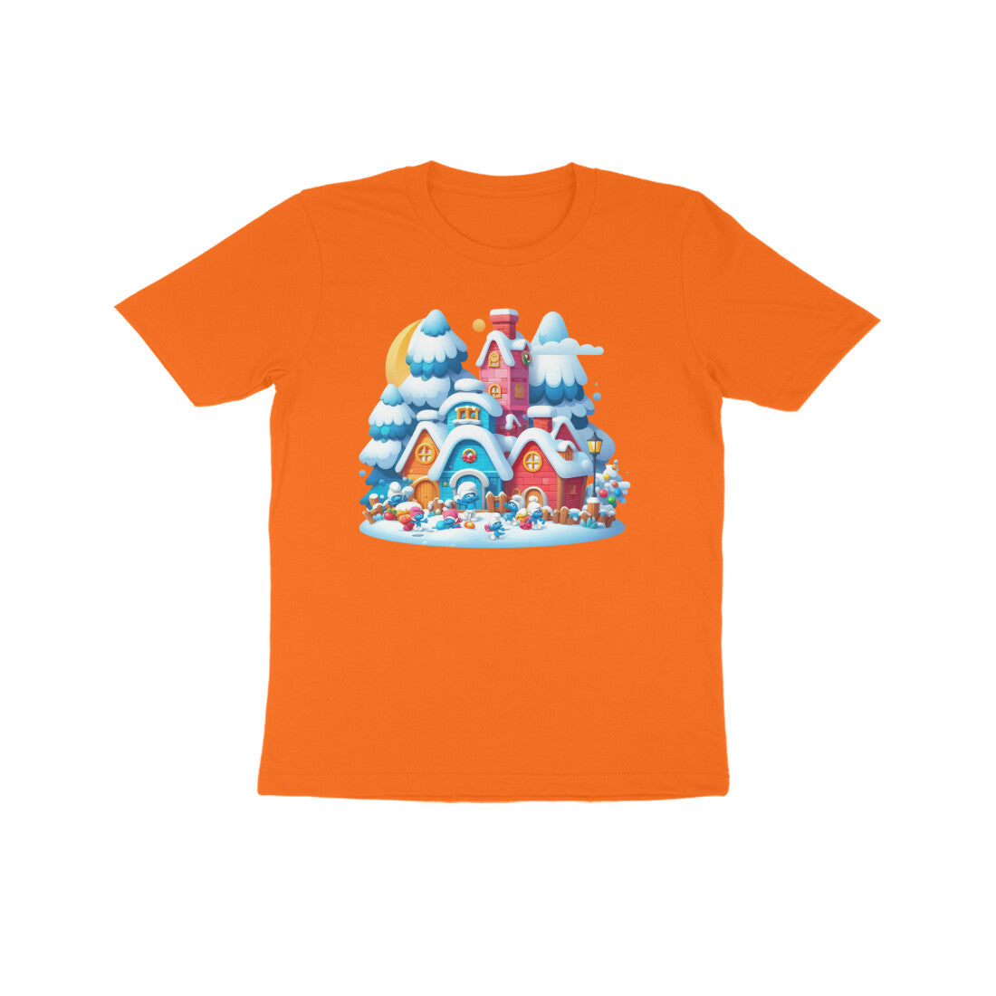 Whimsical Wonder: Kid's Smurf Village T-Shirt