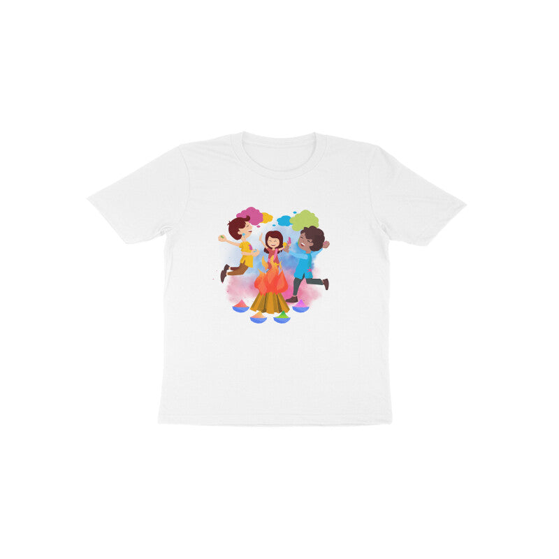 Festive Fun: Toddler's Round Neck T-Shirt with Kids Enjoying Holi Festival Colors