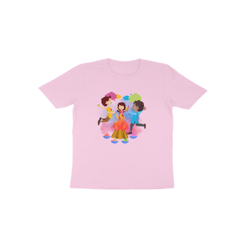 Festive Fun: Toddler's Round Neck T-Shirt with Kids Enjoying Holi Festival Colors