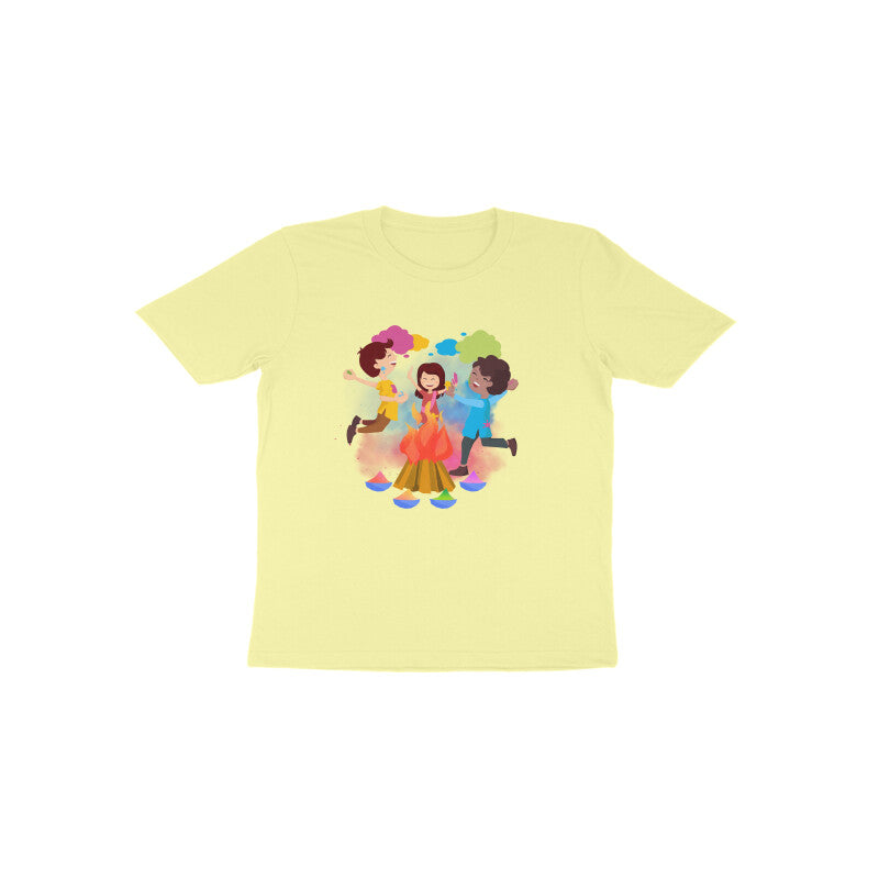 Festive Fun: Toddler's Round Neck T-Shirt with Kids Enjoying Holi Festival Colors