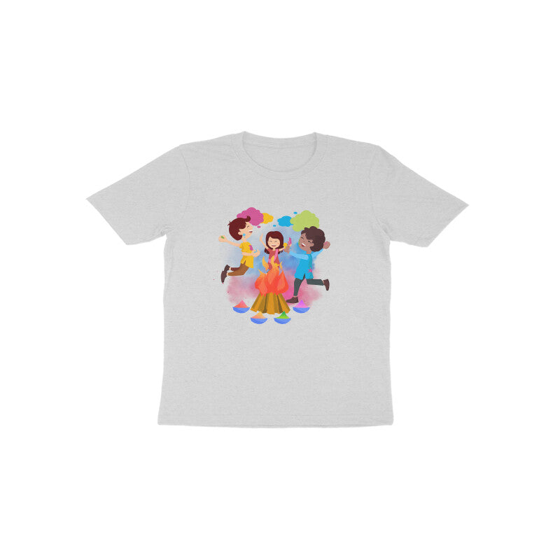 Festive Fun: Toddler's Round Neck T-Shirt with Kids Enjoying Holi Festival Colors