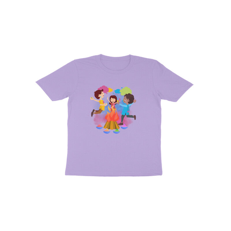 Festive Fun: Toddler's Round Neck T-Shirt with Kids Enjoying Holi Festival Colors