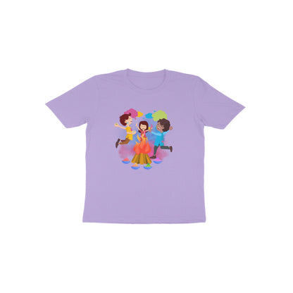 Festive Fun: Toddler's Round Neck T-Shirt with Kids Enjoying Holi Festival Colors