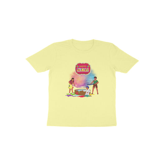 Holi Fun for Toddlers: Round Neck T-Shirt with Children Playing Design