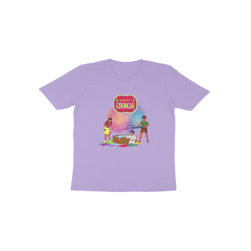 Holi Fun for Toddlers: Round Neck T-Shirt with Children Playing Design
