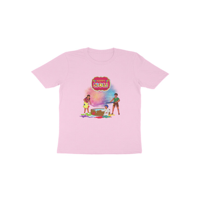 Holi Fun for Toddlers: Round Neck T-Shirt with Children Playing Design
