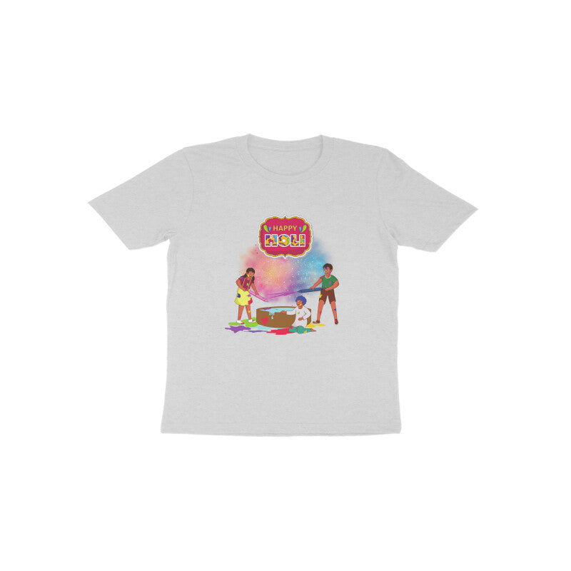Holi Fun for Toddlers: Round Neck T-Shirt with Children Playing Design