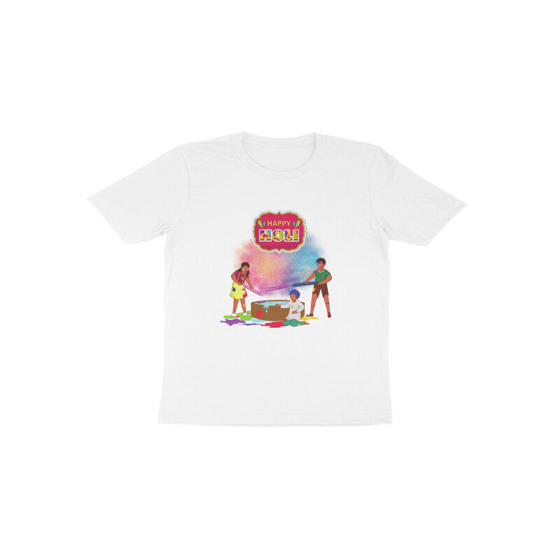 Holi Fun for Toddlers: Round Neck T-Shirt with Children Playing Design