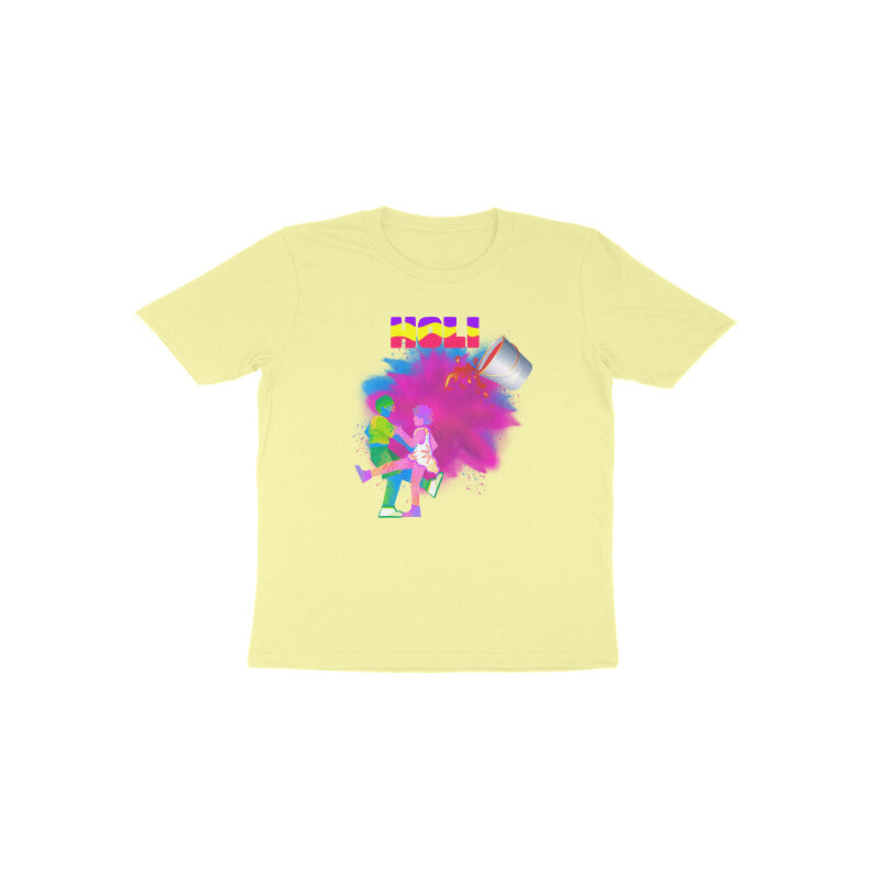 Holi Joy for Toddlers: Round Neck T-Shirt with Festive Celebration Design
