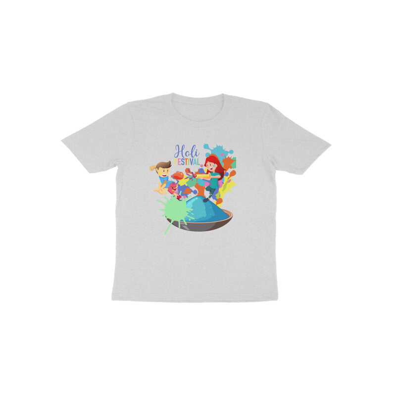 Holi Happiness: Toddler's Round Neck T-Shirt with Kids Enjoying Festival Design
