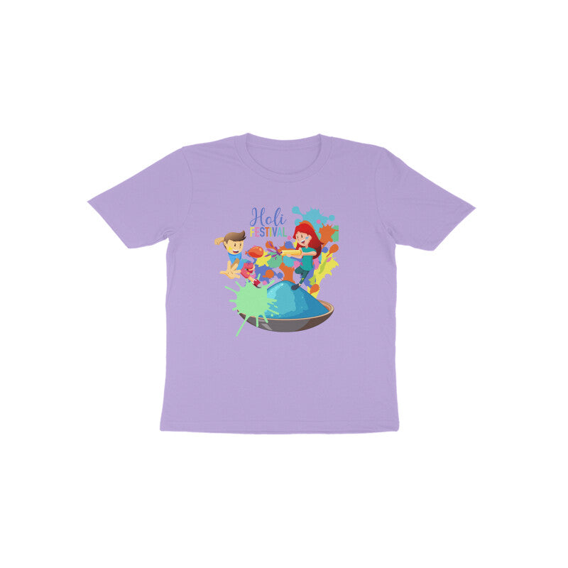 Holi Happiness: Toddler's Round Neck T-Shirt with Kids Enjoying Festival Design