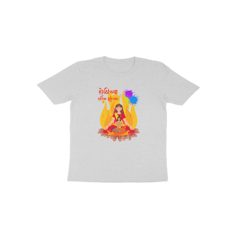 Holi Heritage: Toddler's Round Neck T-Shirt with Prahlad and Holika Design