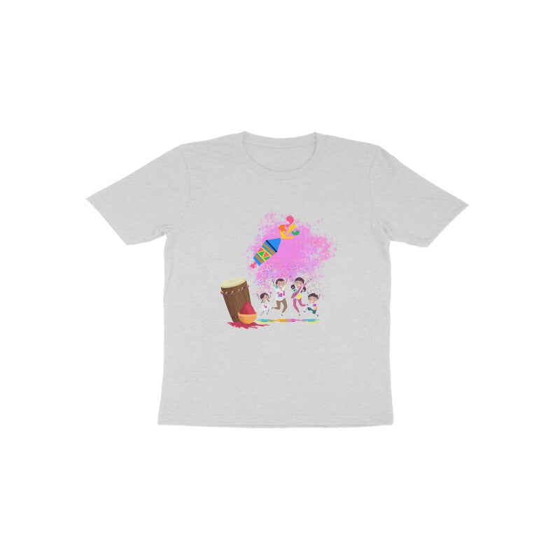 Festive Fun: Toddler's Round Neck T-Shirt with Kids Enjoying Holi Design